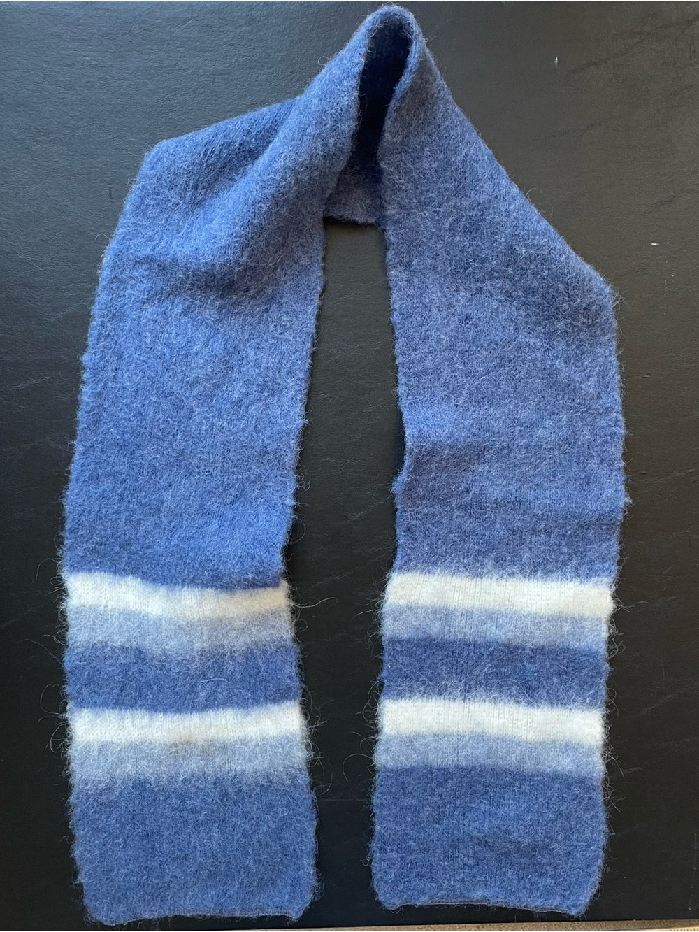 Blue & White Striped Icelandic Wool Scarf, Unisex